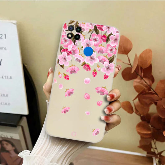 Xiaomi Redmi 10C Cover - Off White - D3 - ONation Nature Floral Series - HQ Liquid Silicone Soft Case