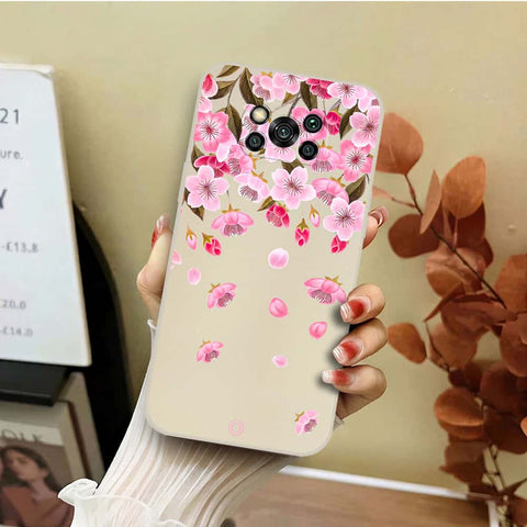 Xiaomi Poco X3 Pro Cover - Off White - D3 - ONation Nature Floral Series - HQ Liquid Silicone Soft Case
