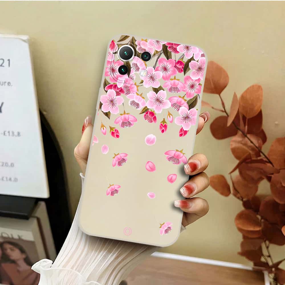 Xiaomi Poco F3 Cover - Off White - D3 - ONation Nature Floral Series - HQ Liquid Silicone Soft Case