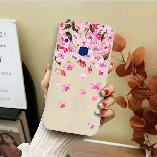 Vivo Y12 Cover - Off White - D3 - ONation Nature Floral Series - HQ Liquid Silicone Soft Case