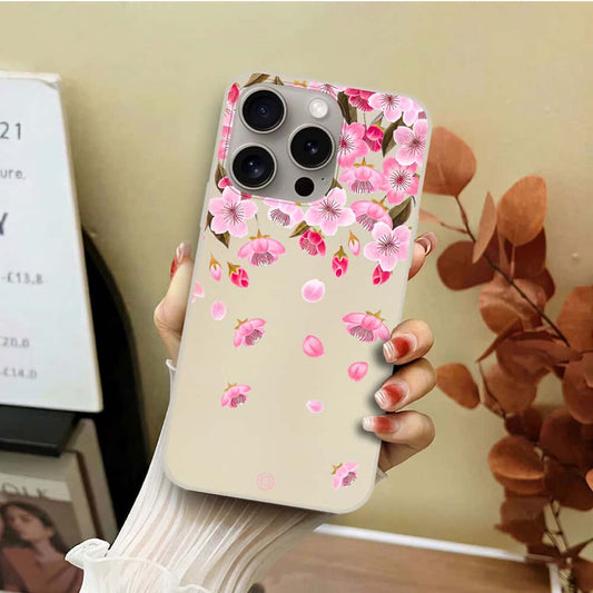 iPhone 15 Pro Max Cover - Off White - D3 - ONation Nature Floral Series - HQ Liquid Silicone Soft Case