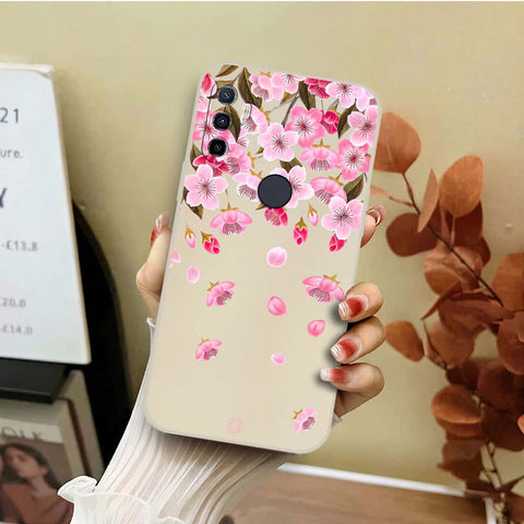 Oppo A32 Cover - Off White - D3 - ONation Nature Floral Series - HQ Liquid Silicone Soft Case