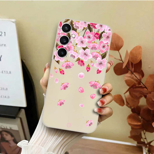 Samsung Galaxy S23 FE Cover - Off White - D3 - ONation Nature Floral Series - HQ Liquid Silicone Soft Case