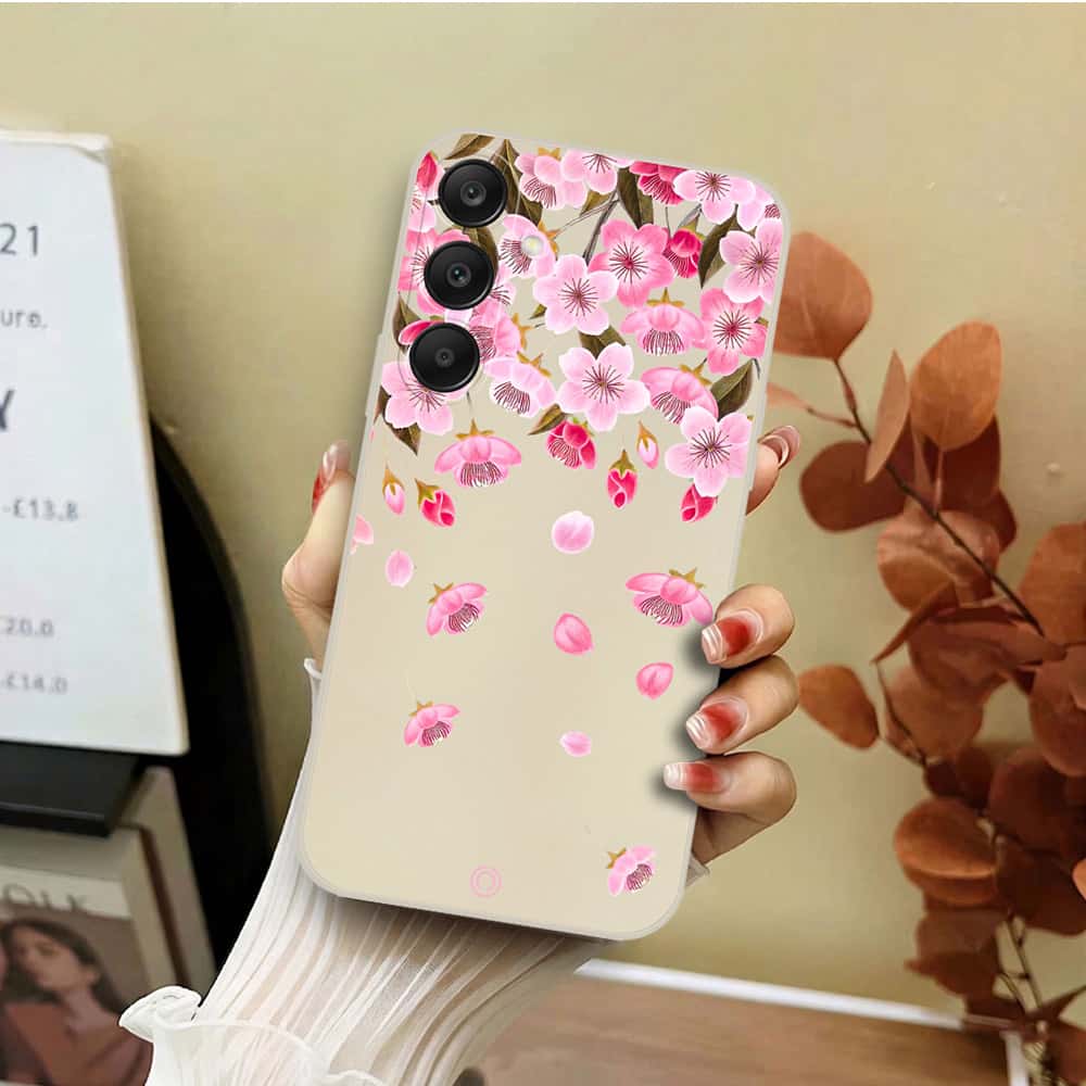 Samsung Galaxy S24 Cover - Off White - D3 - ONation Nature Floral Series - HQ Liquid Silicone Soft Case