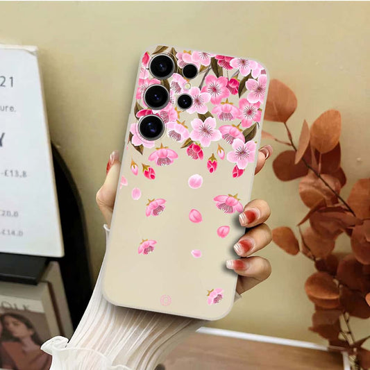 Samsung Galaxy S24 Ultra Cover - Off White - D3 - ONation Nature Floral Series - HQ Liquid Silicone Soft Case