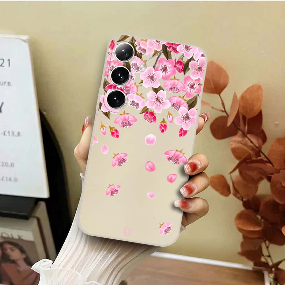 Samsung Galaxy A16 5G Cover - Off White - D3 - ONation Nature Floral Series - HQ Liquid Silicone Soft Case