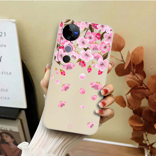 Vivo S19 Cover - Off White - D3 - ONation Nature Floral Series - HQ Liquid Silicone Soft Case