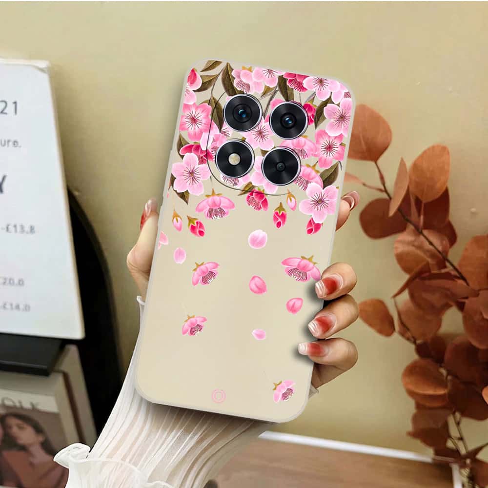 Xiaomi Redmi Note 14 Pro Plus 5G Cover - Off White - D3 - ONation Nature Floral Series - HQ Liquid Silicone Soft Case