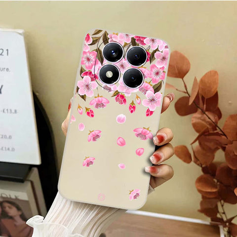 Xiaomi Redmi Note 14 Pro 4G Cover - Off White - D3 - ONation Nature Floral Series - HQ Liquid Silicone Soft Case