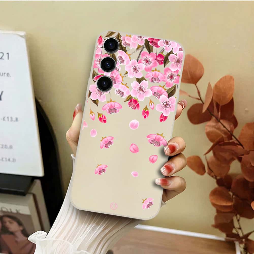 Samsung Galaxy S23 5G Cover - Off White - D3 - ONation Nature Floral Series - HQ Liquid Silicone Soft Case