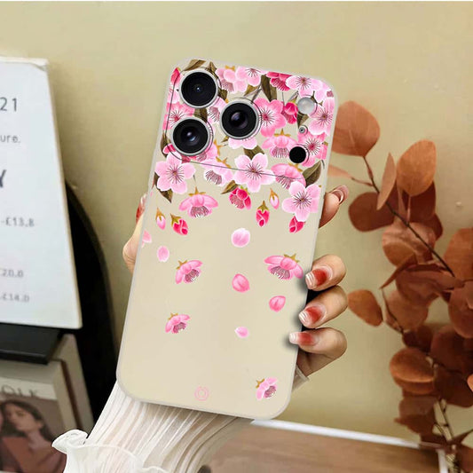 iPhone 17 Pro Cover - Off White - D3 - ONation Nature Floral Series - HQ Liquid Silicone Soft Case