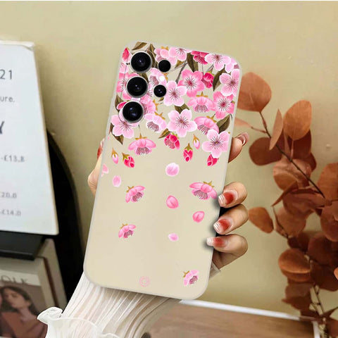 Samsung Galaxy S26 Ultra Cover - Off White - D3 - ONation Nature Floral Series - HQ Liquid Silicone Soft Case