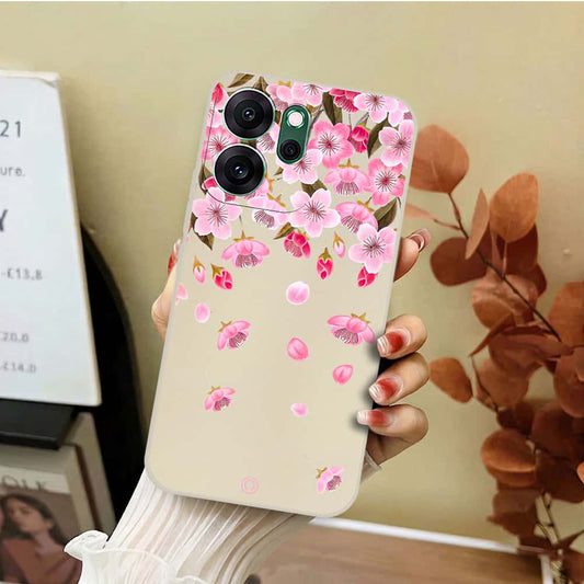 Oppo Reno 14F Cover - Off White - D3 - ONation Nature Floral Series - HQ Liquid Silicone Soft Case