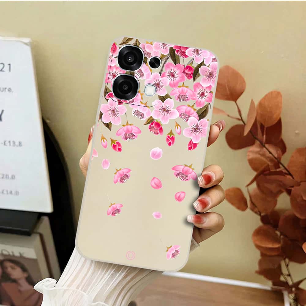 Oppo F31 Cover - Off White - D3 - ONation Nature Floral Series - HQ Liquid Silicone Soft Case