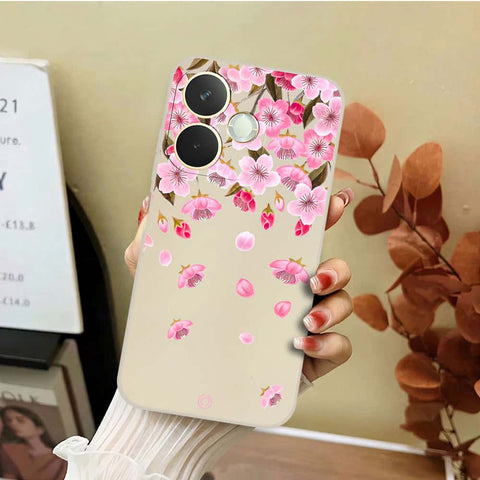 Oppo A5 Pro 4G Cover - Off White - D3 - ONation Nature Floral Series - HQ Liquid Silicone Soft Case