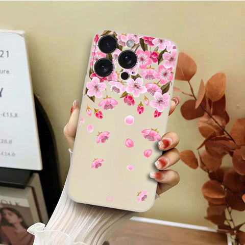 iPhone 15 Pro Cover - Off White - D3 - ONation Nature Floral Series - HQ Liquid Silicone Soft Case
