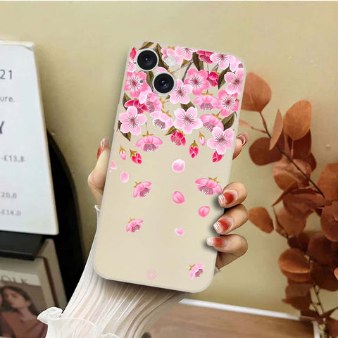 iPhone 15 Plus Cover - Off White - D3 - ONation Nature Floral Series - HQ Liquid Silicone Soft Case