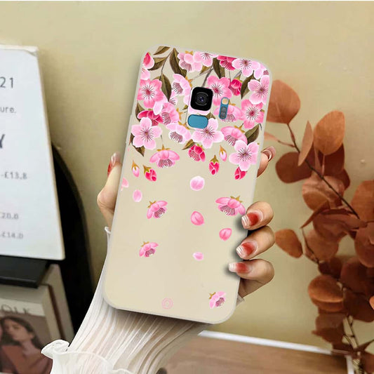 Samsung Galaxy S9 Cover - Off White - D3 - ONation Nature Floral Series - HQ Liquid Silicone Soft Case