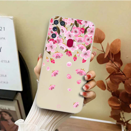 Samsung Galaxy M31 Cover - Off White - D3 - ONation Nature Floral Series - HQ Liquid Silicone Soft Case