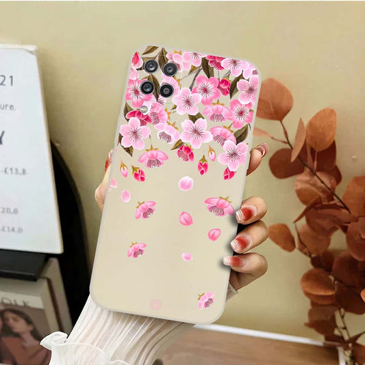 Samsung Galaxy A13 Cover - Off White - D3 - ONation Nature Floral Series - HQ Liquid Silicone Soft Case