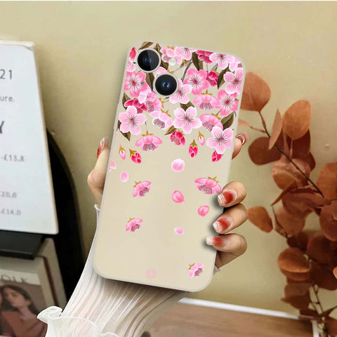 iPhone 14 Cover - Off White - D3 - ONation Nature Floral Series - HQ Liquid Silicone Soft Case