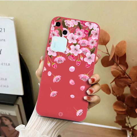 Vivo V30 Cover - Red - D3 - ONation Nature Floral Series - HQ Liquid Silicone Soft Case