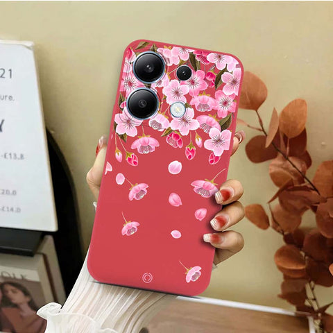 Xiaomi Redmi Note 13 Pro 4G  Cover - Red - D3 - ONation Nature Floral Series - HQ Liquid Silicone Soft Case