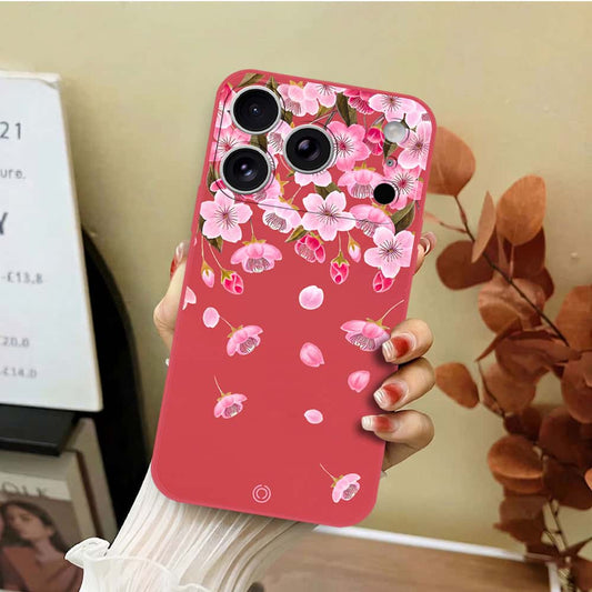 iPhone 17 Pro Cover - Red - D3 - ONation Nature Floral Series - HQ Liquid Silicone Soft Case