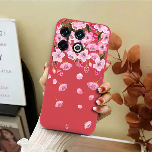 OnePlus 10 Pro Cover - Red - D3 - ONation Nature Floral Series - HQ Liquid Silicone Soft Case