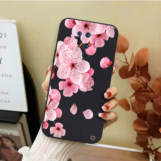 OnePlus 8 Pro Cover - Black - D4 - ONation Nature Floral Series - HQ Liquid Silicone Soft Case