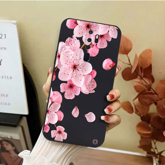 Oppo A5 2020 Cover - Black - D4 - ONation Nature Floral Series - HQ Liquid Silicone Soft Case