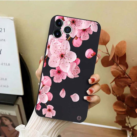 iPhone 11 Pro Cover - Black - D4 - ONation Nature Floral Series - HQ Liquid Silicone Soft Case