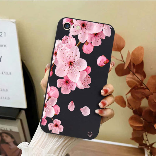 iPhone 8 / 7 Cover - Black - D4 - ONation Nature Floral Series - HQ Liquid Silicone Soft Case
