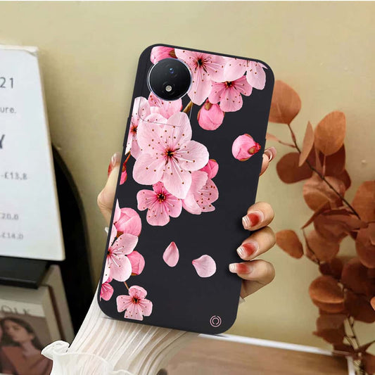 Vivo Y02 Cover - Black - D4 - ONation Nature Floral Series - HQ Liquid Silicone Soft Case