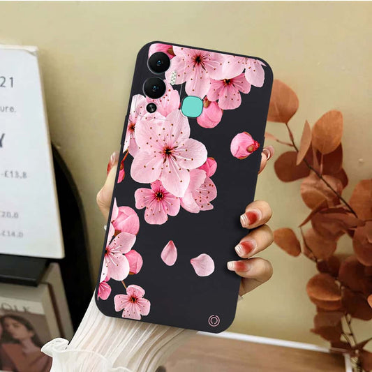 Infinix Hot 12 Play Cover - Black - D4 - ONation Nature Floral Series - HQ Liquid Silicone Soft Case