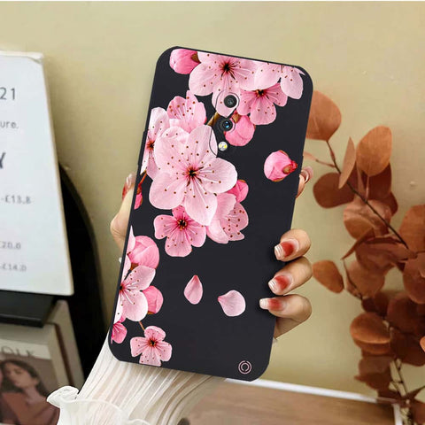 OnePlus 7 Cover - Black - D4 - ONation Nature Floral Series - HQ Liquid Silicone Soft Case