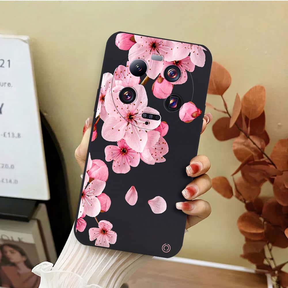 Xiaomi 13 Ultra Cover - Black - D4 - ONation Nature Floral Series - HQ Liquid Silicone Soft Case