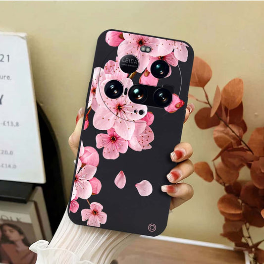 Xiaomi 15 Ultra Cover - Black - D4 - ONation Nature Floral Series - HQ Liquid Silicone Soft Case