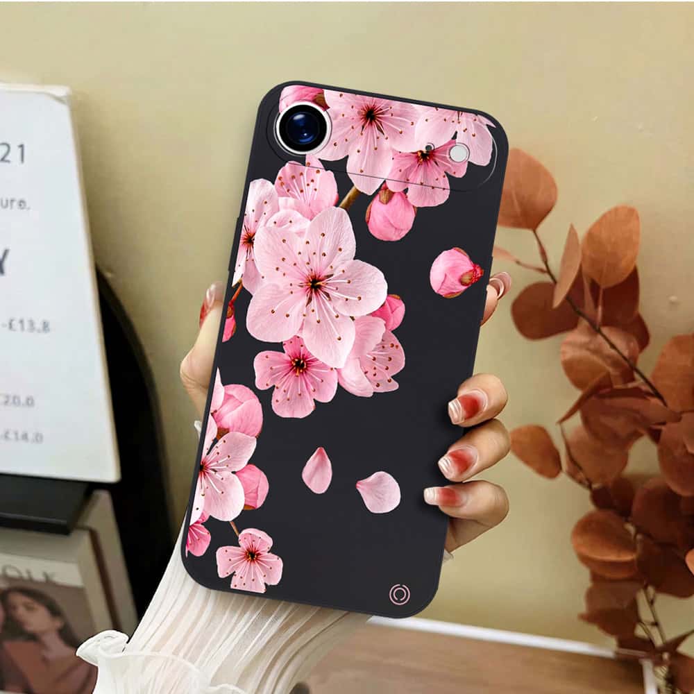 iPhone 17 Air Cover - Black - D4 - ONation Nature Floral Series - HQ Liquid Silicone Soft Case