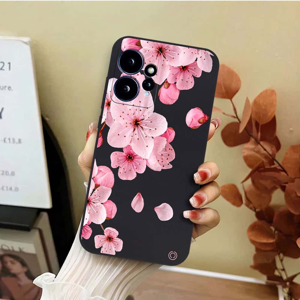 Xiaomi Redmi Note 12 4G Cover - Black - D4 - ONation Nature Floral Series - HQ Liquid Silicone Soft Case