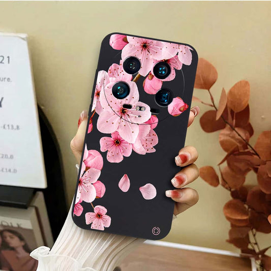 Xiaomi 14 Ultra Cover - Black - D4 - ONation Nature Floral Series - HQ Liquid Silicone Soft Case