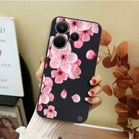 Xiaomi Redmi Note 14 4G Cover - Black - D4 - ONation Nature Floral Series - HQ Liquid Silicone Soft Case