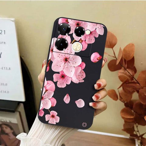 Infinix Note 40 Pro Cover - Black - D4 - ONation Nature Floral Series - HQ Liquid Silicone Soft Case