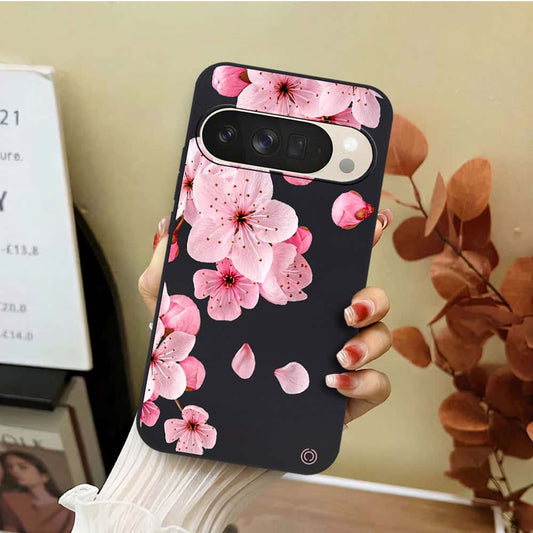 Google Pixel 10 Pro Cover - Black - D4 - ONation Nature Floral Series - HQ Liquid Silicone Soft Case