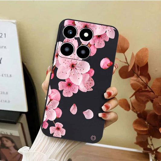Honor X6a Cover - Black - D4 - ONation Nature Floral Series - HQ Liquid Silicone Soft Case
