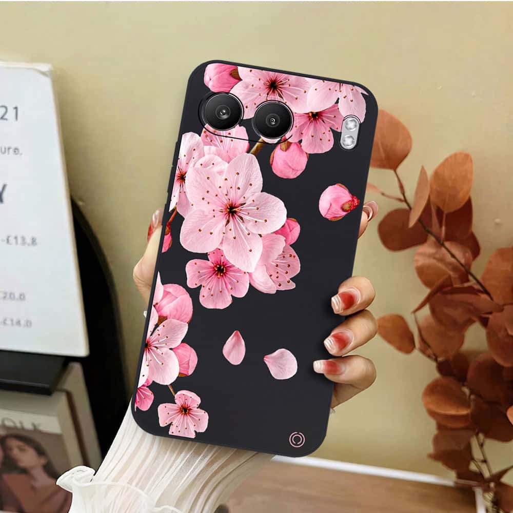 OnePlus Nord 4 Cover - Black - D4 - ONation Nature Floral Series - HQ Liquid Silicone Soft Case