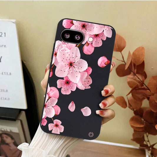 Google Pixel 9a Cover - Black - D4 - ONation Nature Floral Series - HQ Liquid Silicone Soft Case