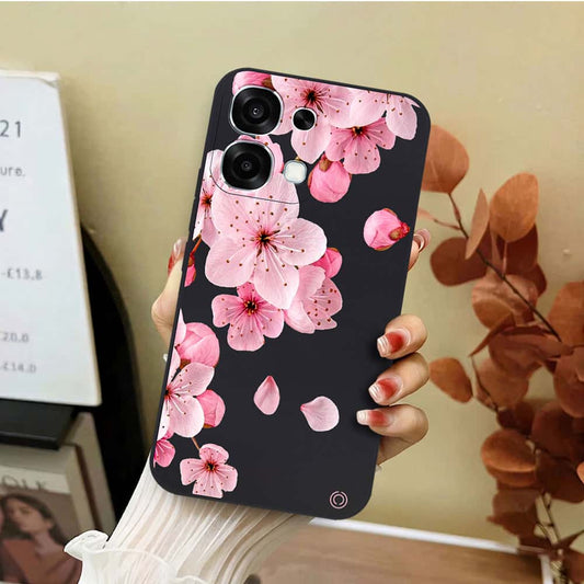 Oppo A6 Pro 5G Cover - Black - D4 - ONation Nature Floral Series - HQ Liquid Silicone Soft Case
