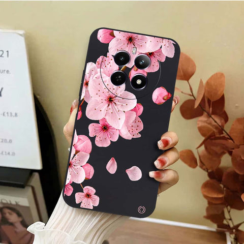 Realme Narzo 70 Pro Cover - Black - D4 - ONation Nature Floral Series - HQ Liquid Silicone Soft Case