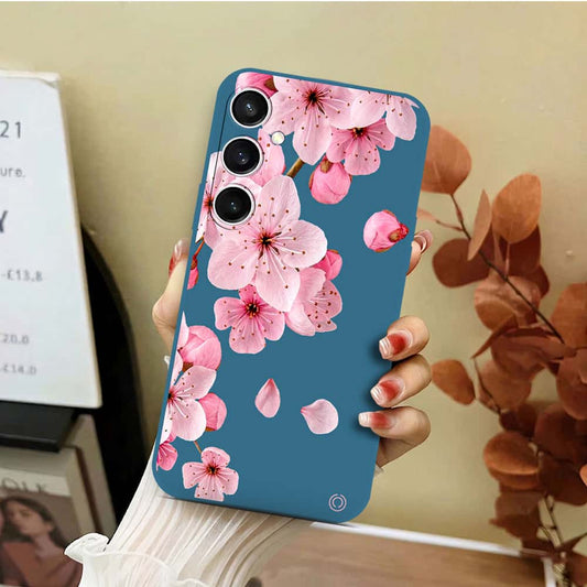 Samsung Galaxy S23 FE Cover - Blue - D4 - ONation Nature Floral Series - HQ Liquid Silicone Soft Case